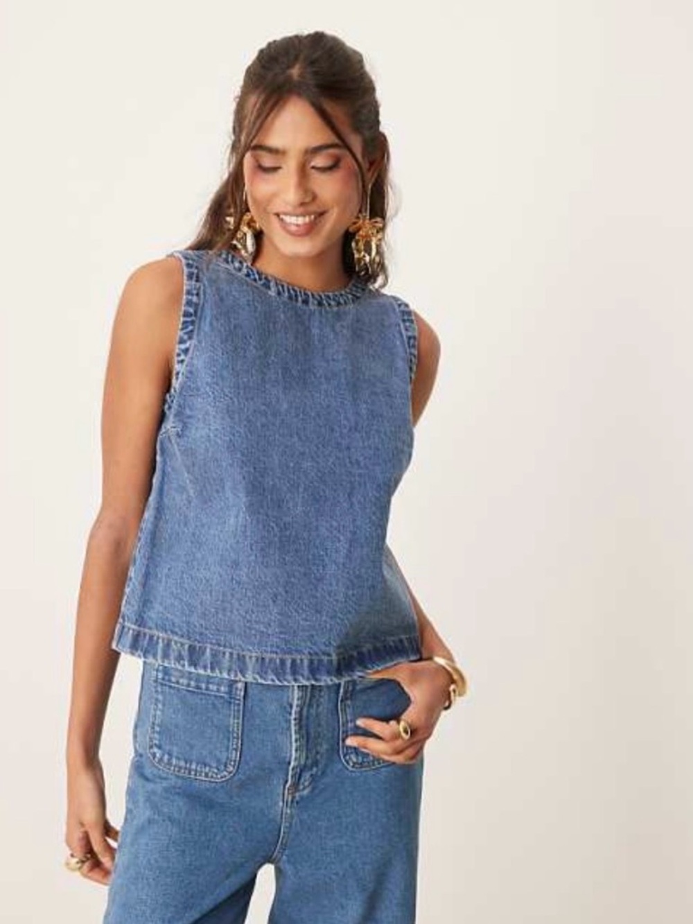 Abercrombie & Fitch Light Blue Denim Shell Tank